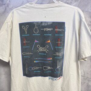 Vintage 90s Speedo Sailing Knots T Shirt Mens XL White Short Sleeve